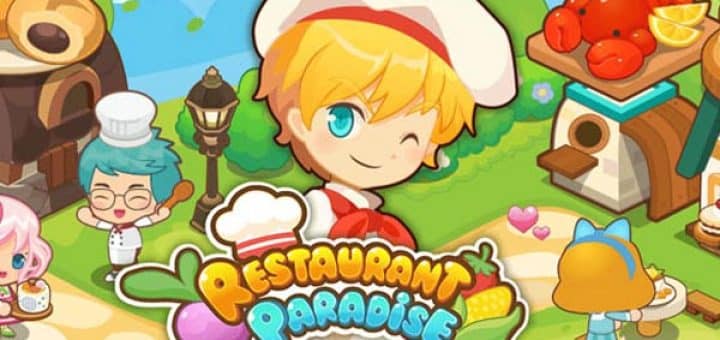 restaurant paradise game pink and blue building